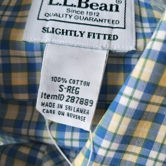 LL Beak Wrinkle Free Blue and Yellow Men's Button Up Dress Shirt Size S NWT - Picture 7 of 12